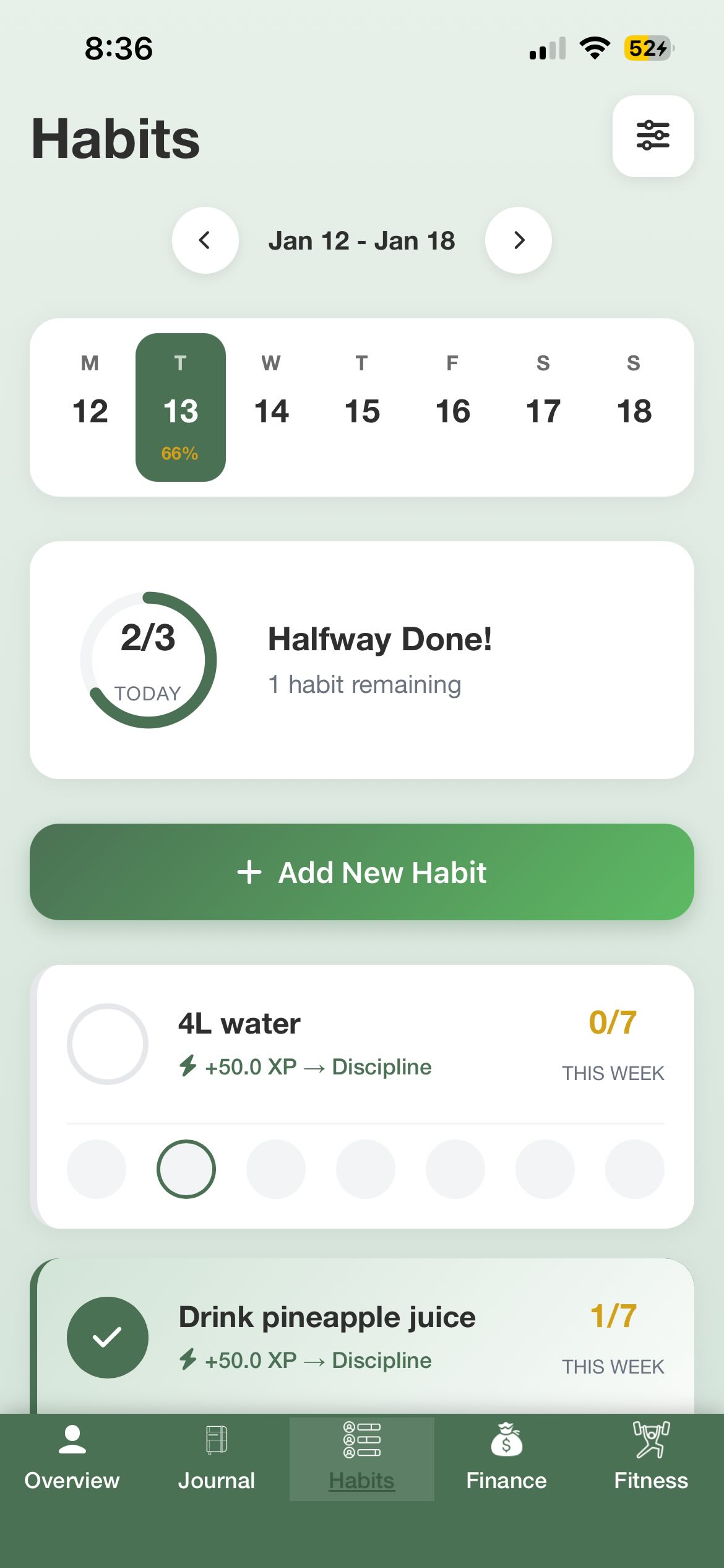 MyArc App Habits Tracker Screen
